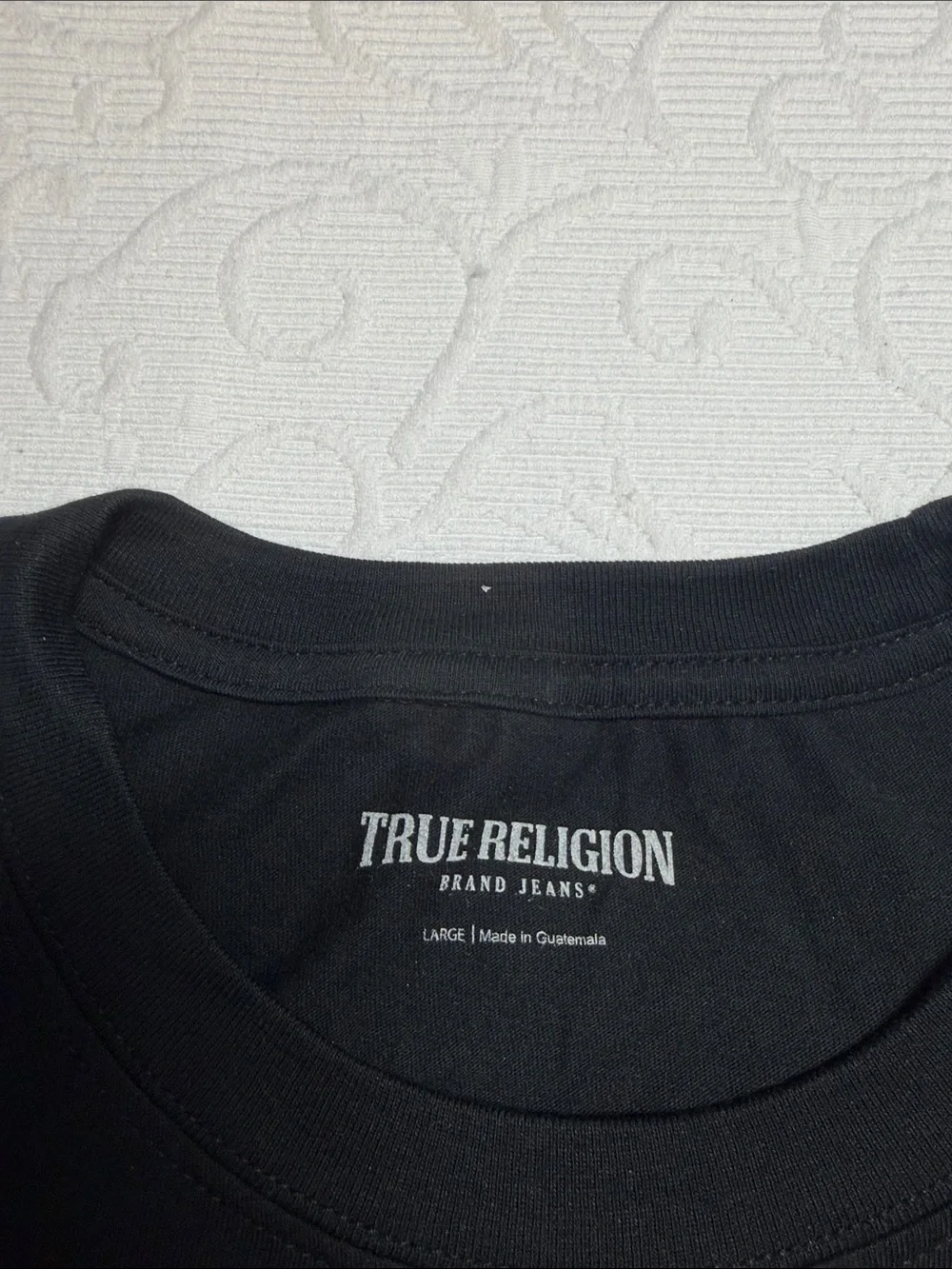 True Religion Black Short Sleeve Logo Crew Tee. NWT. Large